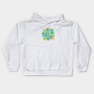 Refreshing orange, lemon, and lime slices on a sky blue painted circle Kids Hoodie